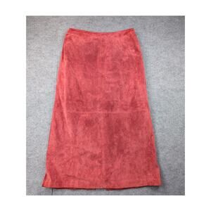 Vintage AMI Suede Maxi Skirt Womens 16 Red Leather Western Rodeo Boho 90s Gothic
